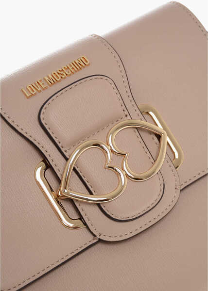 Genti tip postas Moschino Love Faux Leather Crossbody Bag With Double Metal Heart Beige Femei (BM 11662095) 4
