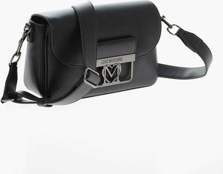 Genti de umar Moschino Love Faux Leather Bag With Silver-Effect Closure Black Femei (BM 11662101) 3