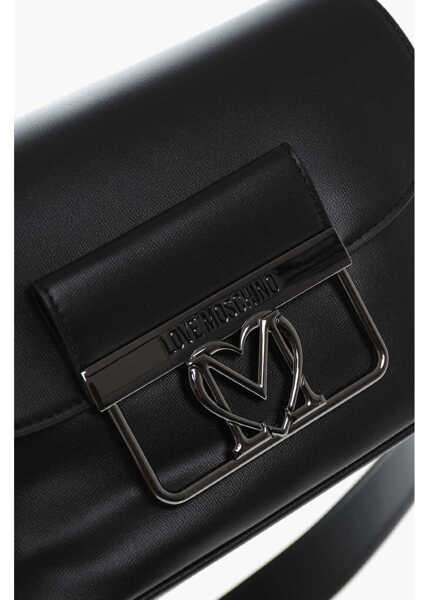 Genti de umar Moschino Love Faux Leather Bag With Silver-Effect Closure Black Femei (BM 11662101) 4