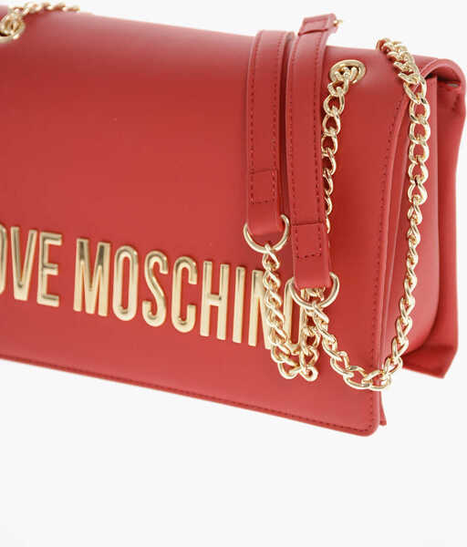 Genti de umar Moschino Love Faux Leather Shoulder Bag With Maxi Golden Logo Red Femei (BM 11663502) 3