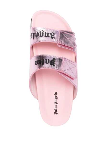 Papuci Palm Angels Palm Angels Leather Logo Sandals Pink Femei (BM 11663673) 4