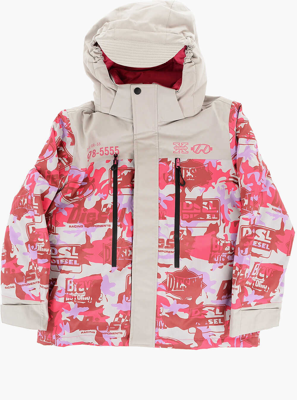 Diesel Two Tone Jotal Jackets With Hood Pink