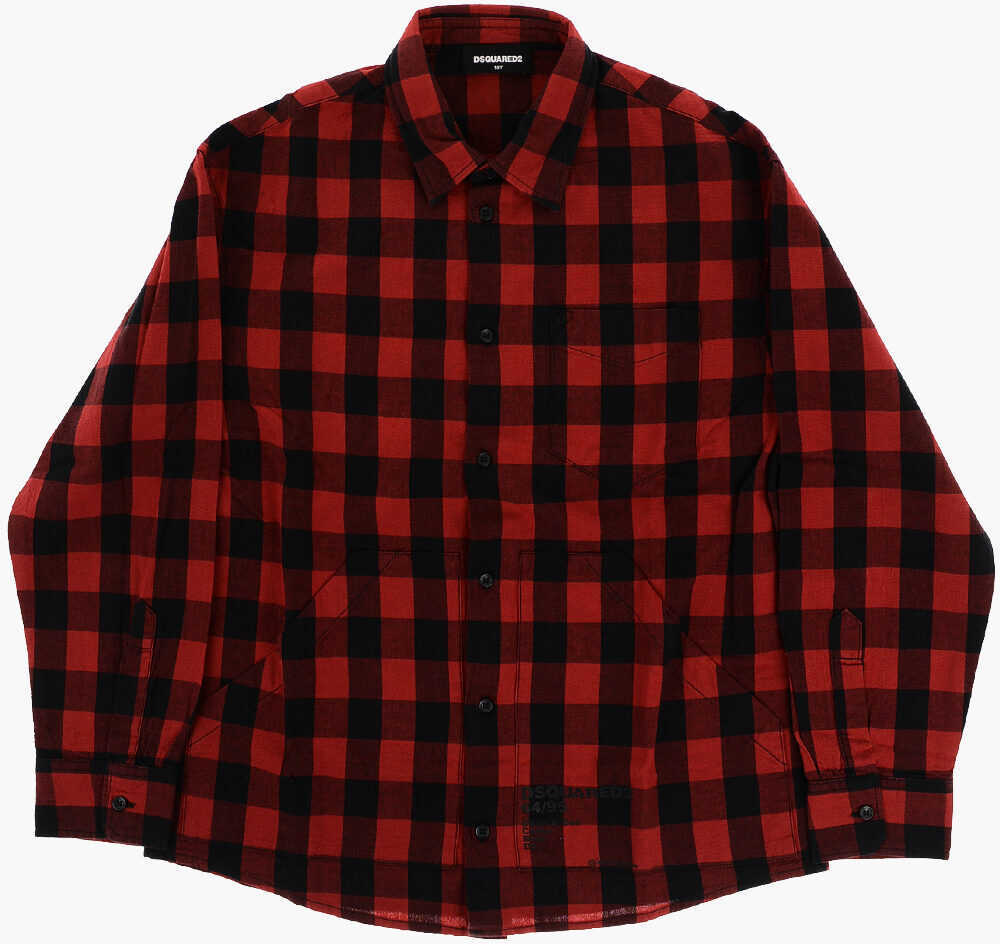 Camasi DSQUARED2 Buffalo Checked Shirt Black Baieti (BM 11665020) 1