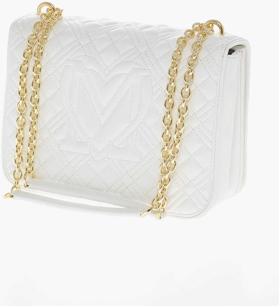Genti de umar Moschino Love Faux Leather Quilted Shoulder Bag With Lm On The Back White Femei (BM 11665077) 2