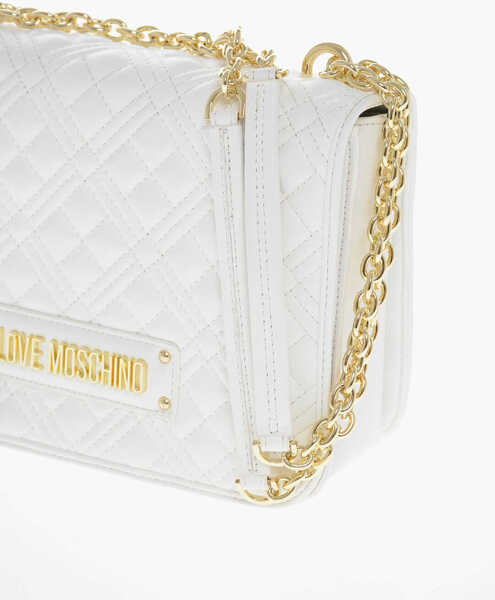 Genti de umar Moschino Love Faux Leather Quilted Shoulder Bag With Lm On The Back White Femei (BM 11665077) 3