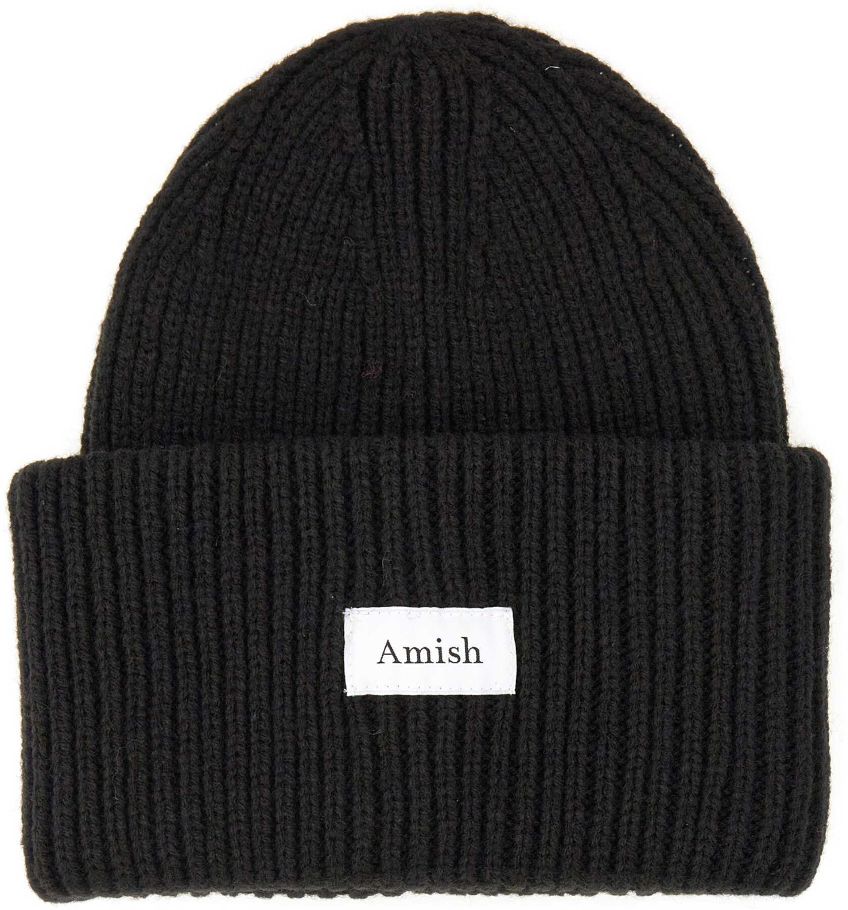 AMISH Beanie Hat With Logo BLACK