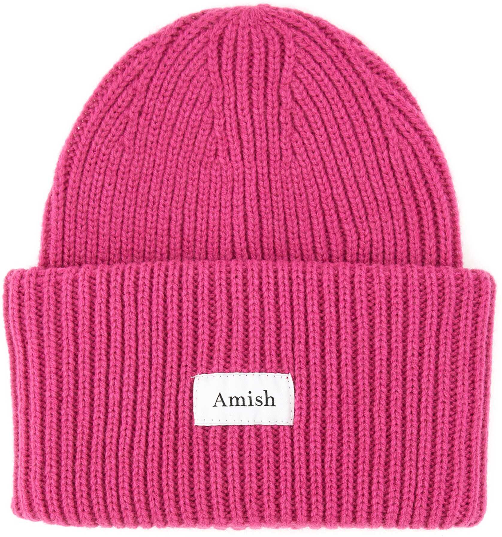 AMISH Beanie Hat With Logo PINK