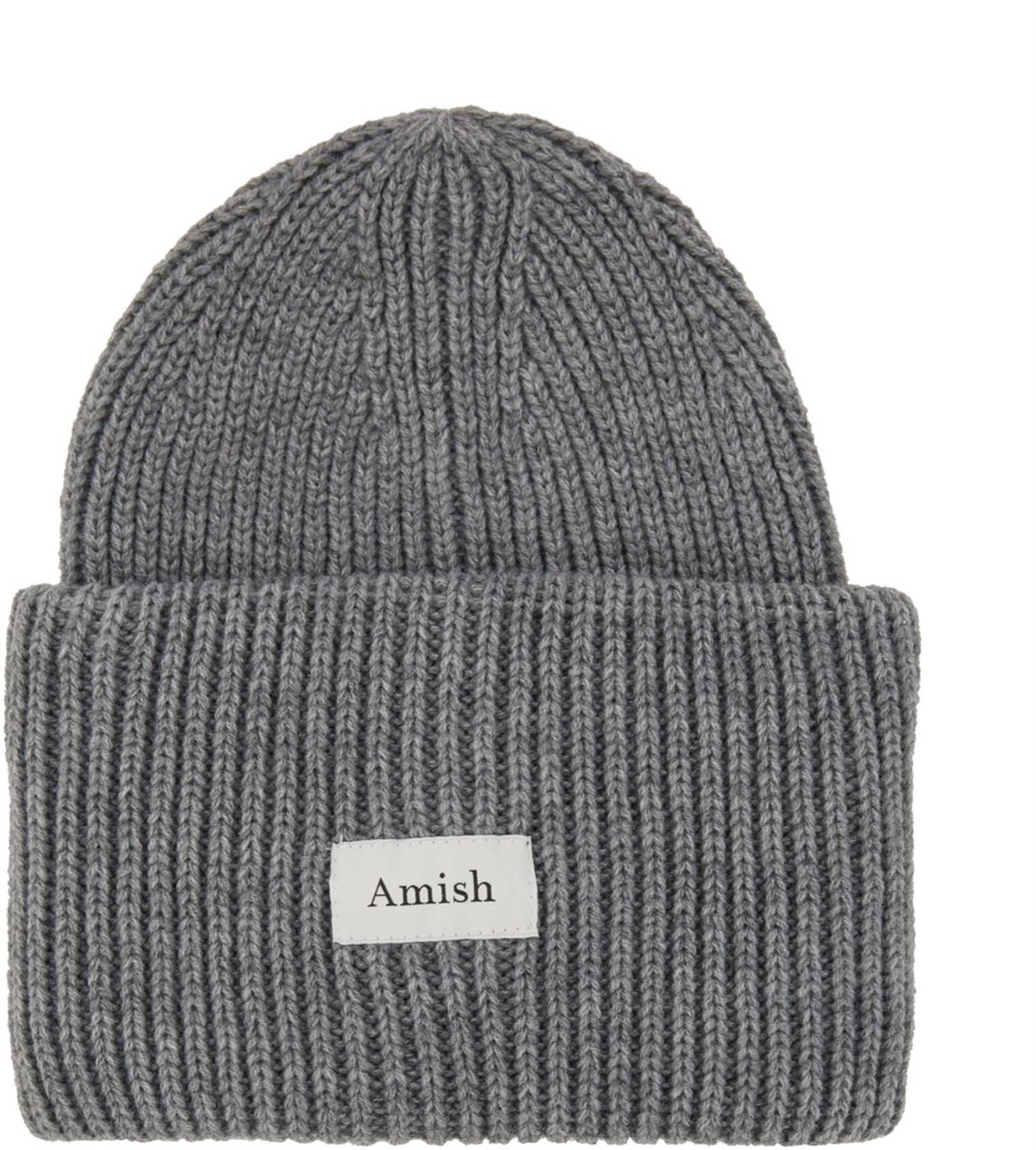 AMISH Beanie Hat With Logo GREY