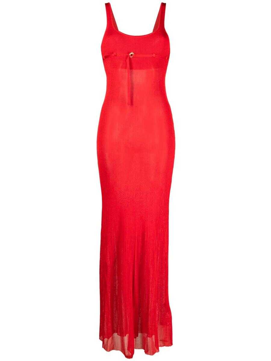 JACQUEMUS JACQUEMUS LONG POLO STYLE DRESS LA ROBE MAILLE RED