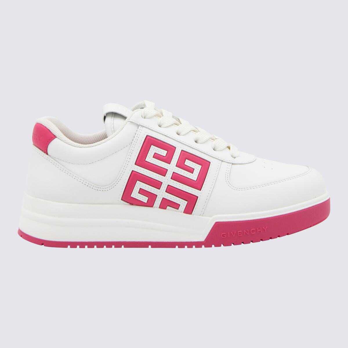 Givenchy GIVENCHY WHITE AND FUCHSIA LEATHER G4 LOW TOP SNEAKERS WHITE/FUCHSIA
