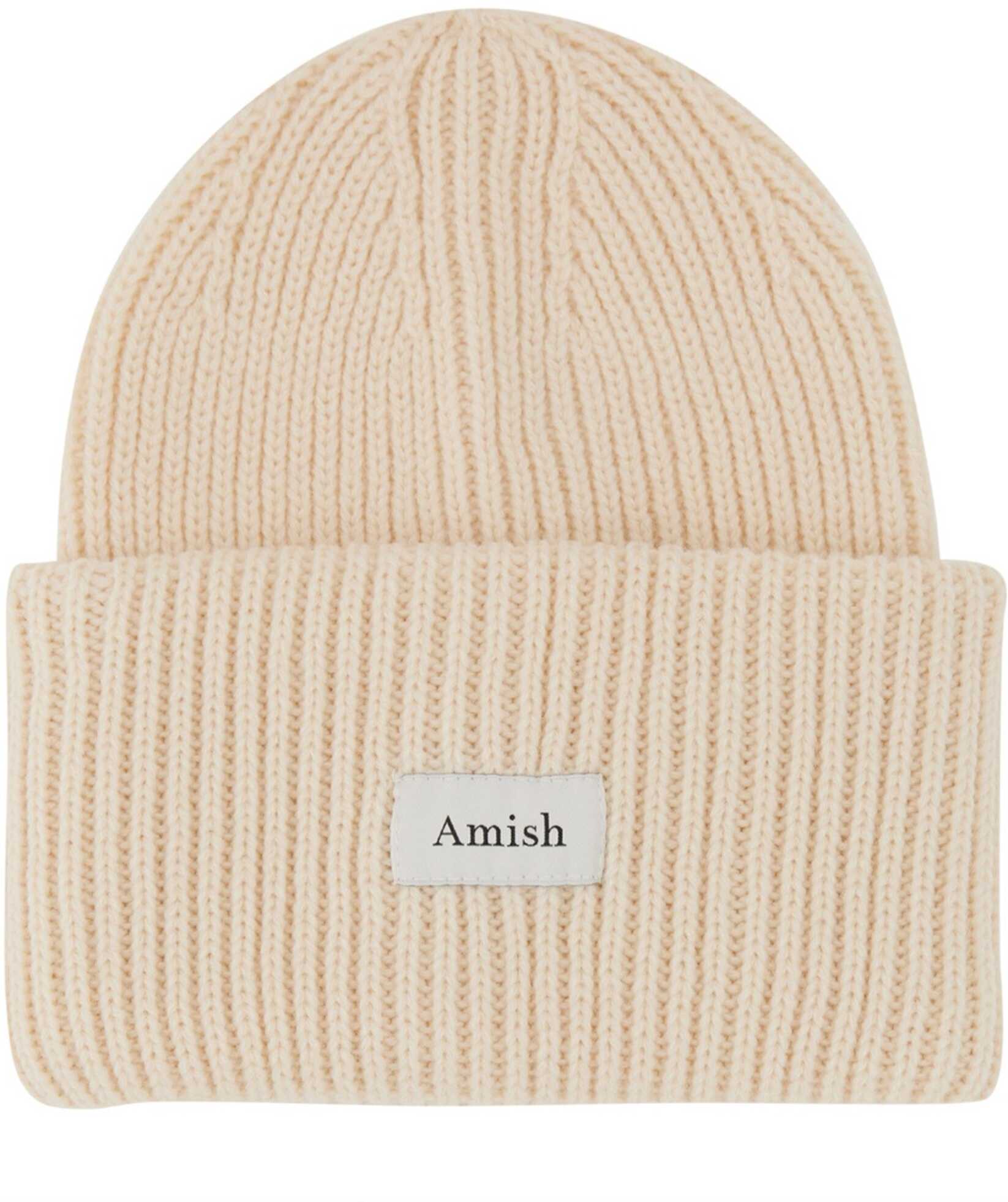 AMISH Beanie Hat With Logo WHITE