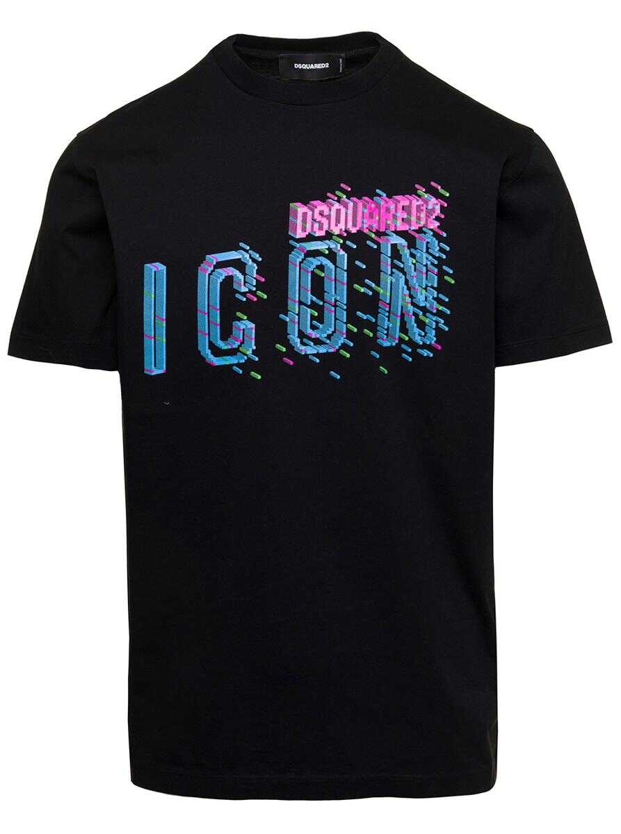 DSQUARED2 Black T-Shirt with \'D-Squared2 Icon\' Print in Cotton Man BLACK
