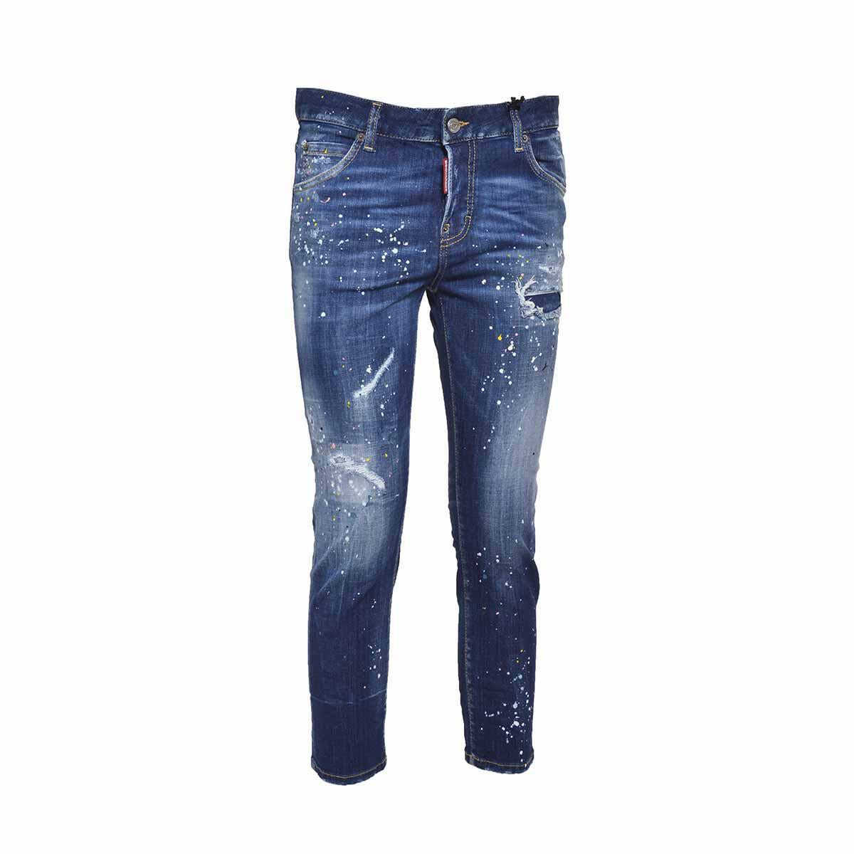 DSQUARED2 DSQUARED2 Blue medium-waisted Cool Girl Cropped Jeans with patent leather details Dsquared2 BLUE