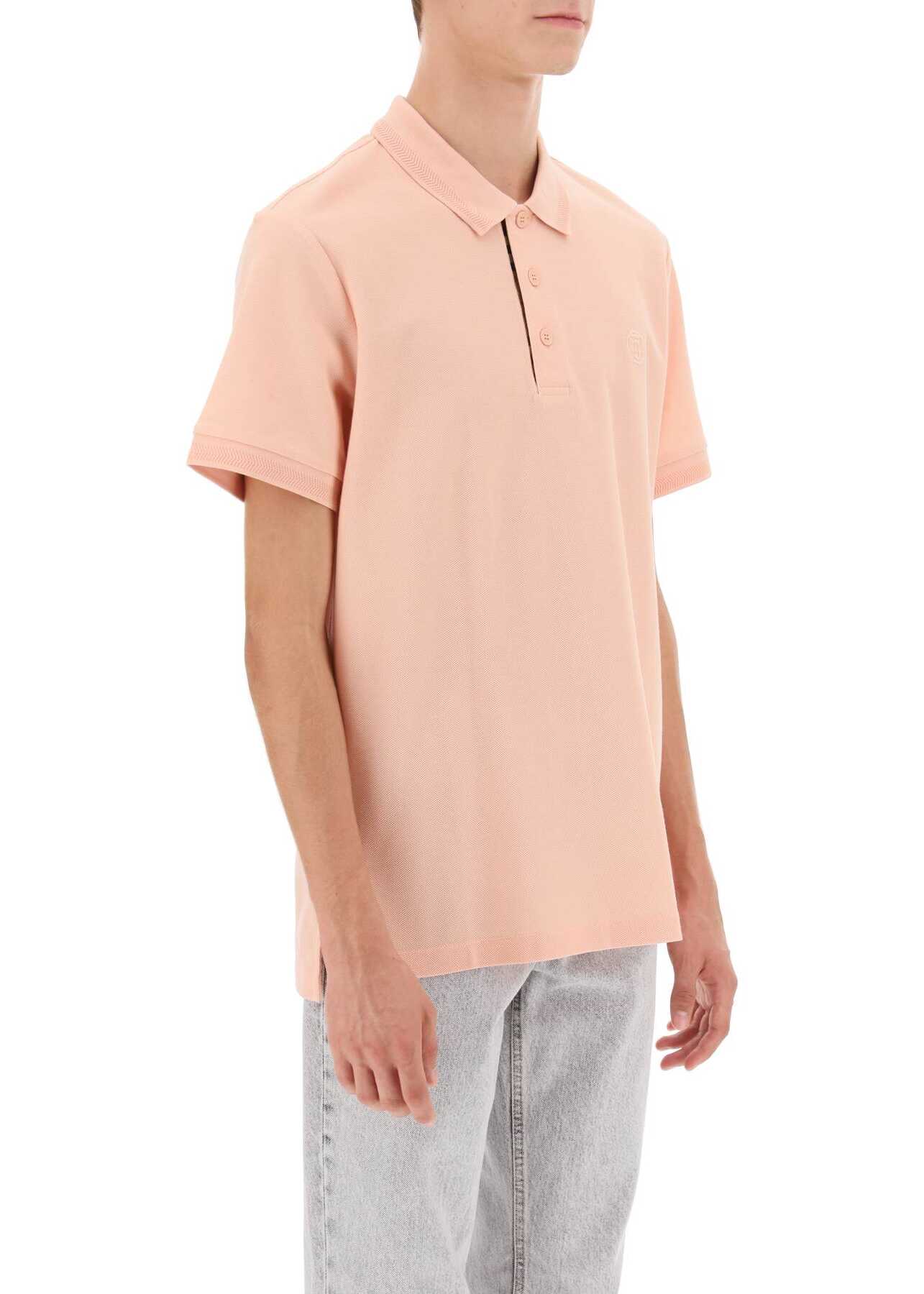 Burberry Eddie Polo Shirt In Organic Piqué SOFT PEACH PINK