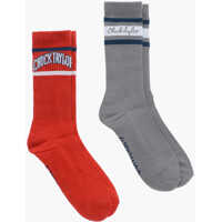 Lenjerie intima pentru Fete - Sosete Converse Chuck Taylor Embroidered Ribbed 2 Pairs Of Long Socks Set Red Fete (BM 11704266) - B-mall.ro