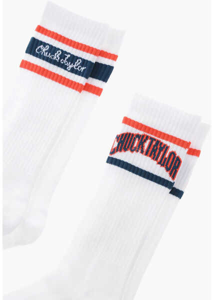 Sosete Converse Chuck Taylor Embroidered Ribbed 2 Pairs Of Long Socks Set White Fete (BM 11704269) 2