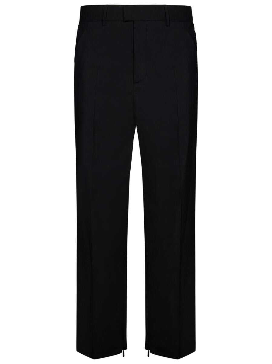 Off-White Off-White Ow Emb Wool Slim Zip Trousers Black