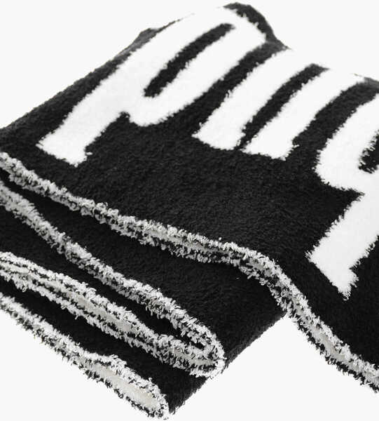 Esarfe RHUDE Two-Tone Fuzzy Scarf With Maxi Logo And Fringes Black & White Femei (BM 11711361) 2