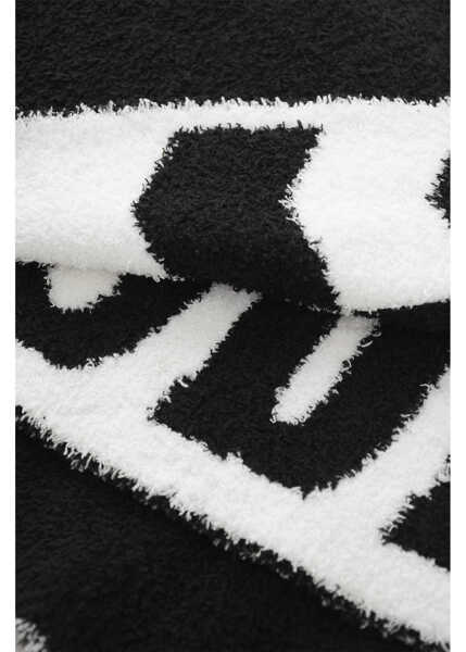 Esarfe RHUDE Two-Tone Fuzzy Scarf With Maxi Logo And Fringes Black & White Femei (BM 11711361) 3