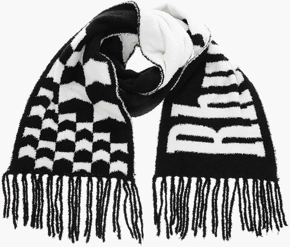 Esarfe RHUDE Two-Tone Fuzzy Scarf With Maxi Logo And Fringes Black & White Femei (BM 11711361) 1