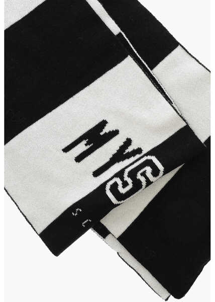 Esarfe MSFTSREP Two-Tone Striped Scarf With Embroidered Logo Black & White Barbati (BM 11711373) 2