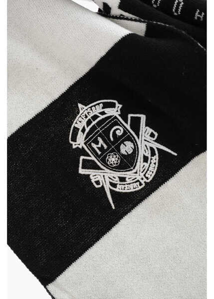 Esarfe MSFTSREP Two-Tone Striped Scarf With Embroidered Logo Black & White Barbati (BM 11711373) 3