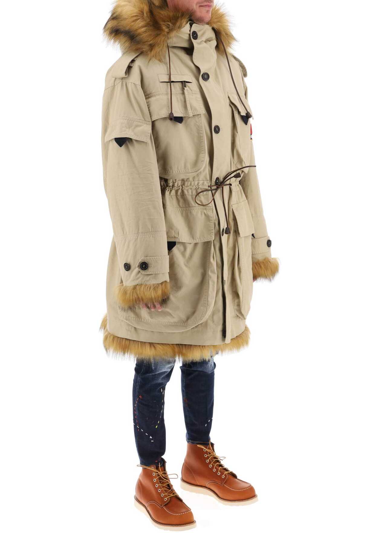 DSQUARED2 Canadian Parka With Eco-Fur Lining DESERT TAN