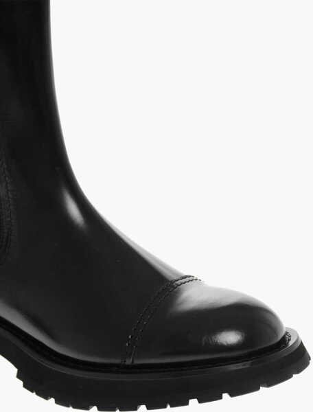 Ghete Alexander McQueen Shiny Leather Chelsea Boots With Elastic Panels Black Barbati (BM 11721708) 4
