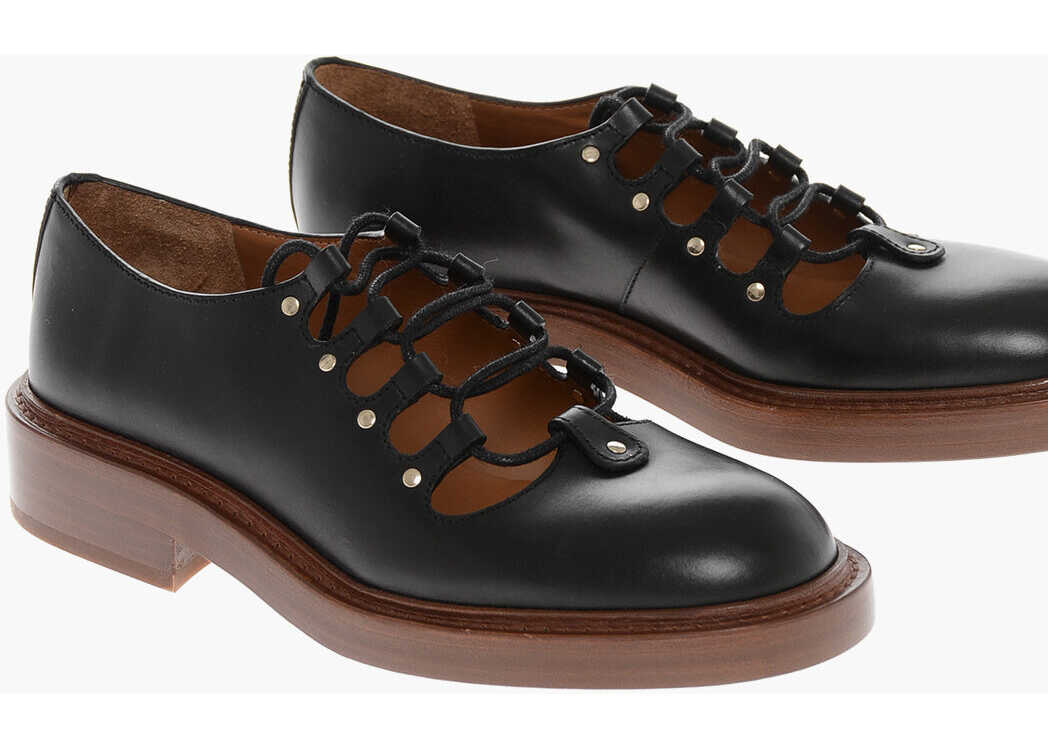 Chloe Lace-Up Derby Shoes With Openwork Black
