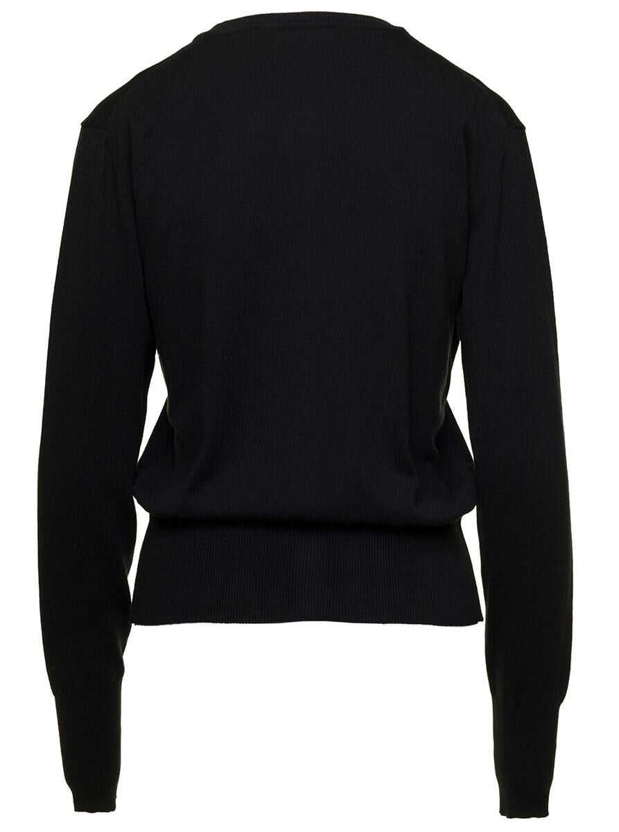 Vivienne Westwood \'Bea\' Black Cardigan with Orb Embroidery and Branded Button in Cotton and Cashmere Woman BLACK