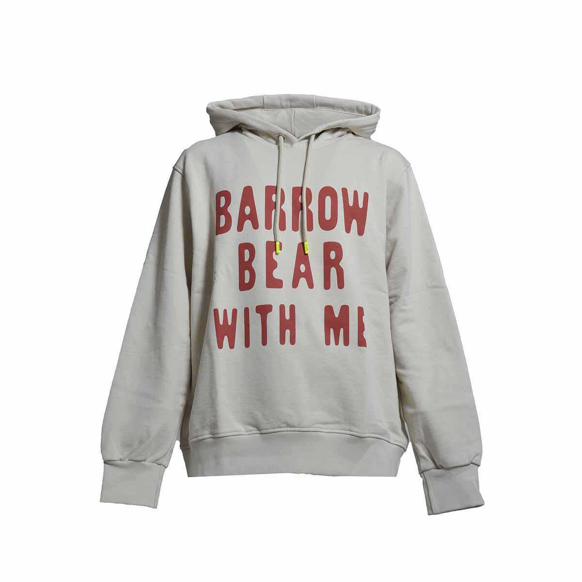 BARROW BARROW Turtledove cotton hoodie with logo print and bear Barrow DOVE GREY