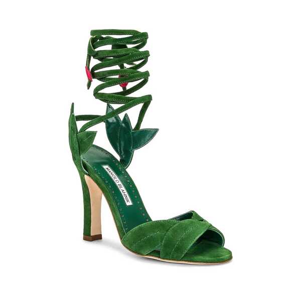 Sandale cu toc Manolo Blahnik Manolo Blahnik Ossie 105 Wrap Sandals Green Femei (BM 11735820) 2