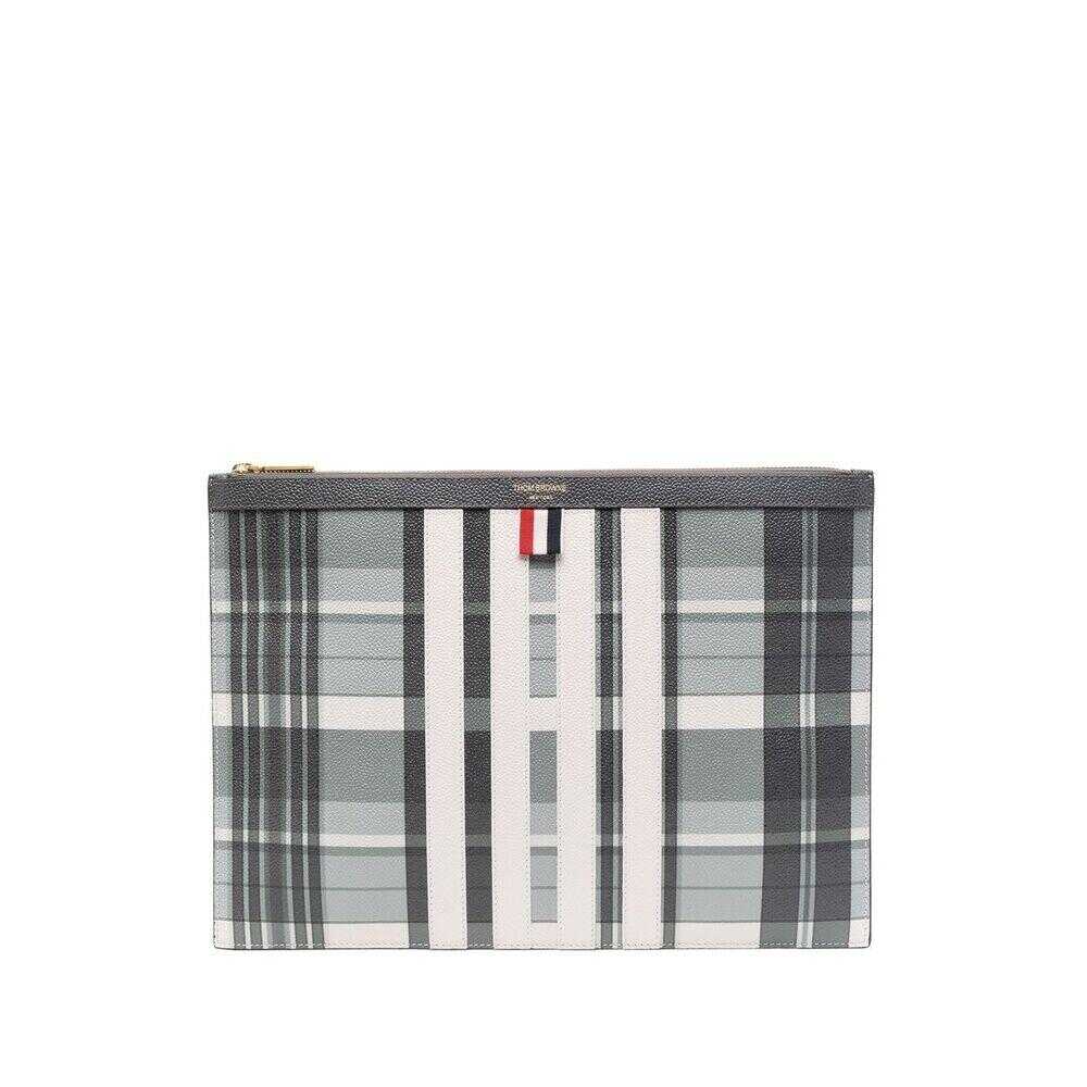 Thom Browne THOM BROWNE SMALL LEATHER GOODS GREY/WHITE