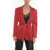 HEBE STUDIO Belted Satin Lover Single Breasted Blazer Red