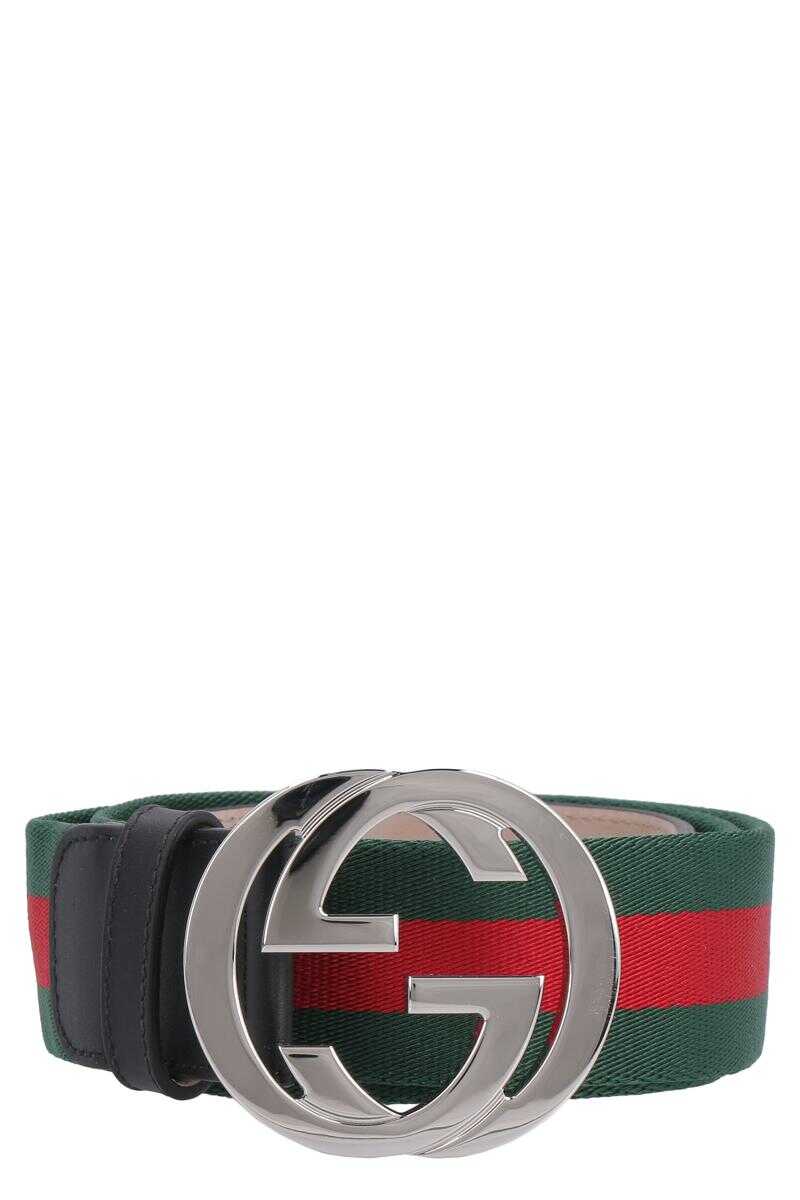 Gucci GUCCI WEB BELT WITH DOUBLE G BUCKLE MULTICOLOR