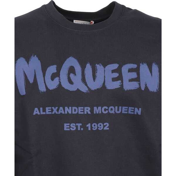 Bluze de trening Alexander McQueen Alexander Mcqueen Cotton Logo Sweatshirt Blue Barbati (BM 11818050) 3