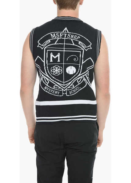 Veste costum MSFTSREP Organic Cotton Two-Tone Vest With Rib Edges Black & White Barbati (BM 11818395) 2