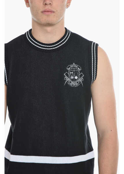 Veste costum MSFTSREP Organic Cotton Two-Tone Vest With Rib Edges Black & White Barbati (BM 11818395) 3