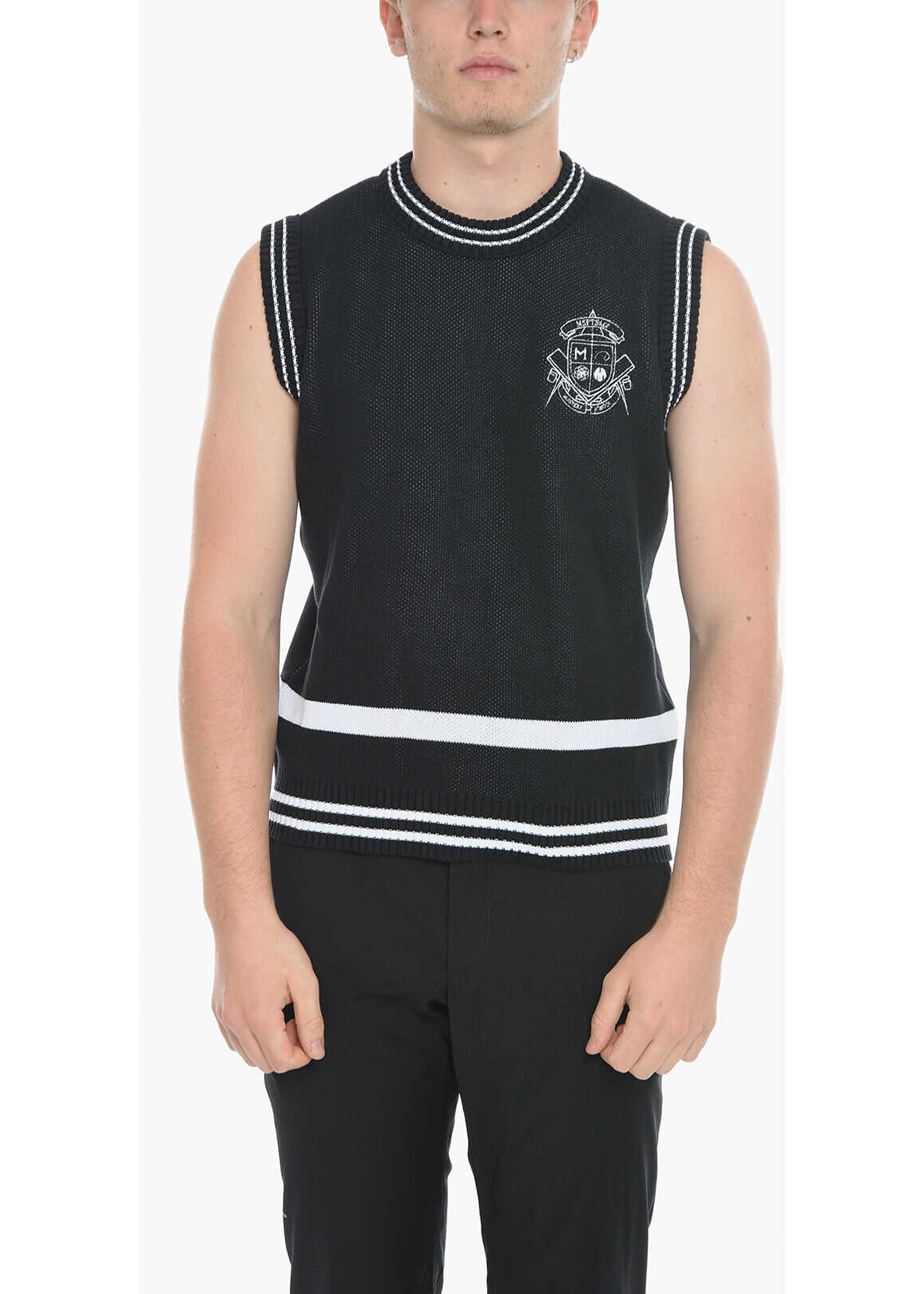 MSFTSREP Organic Cotton Two-Tone Vest With Rib Edges Black & White b-mall.ro
