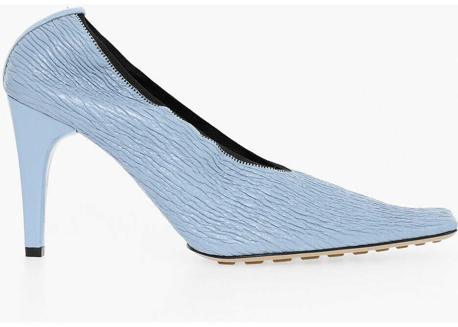 Pantofi stiletto Bottega Veneta Leather Crunch Sharpei Pumps 9Cm Light Blue Femei (BM 11818458) 3