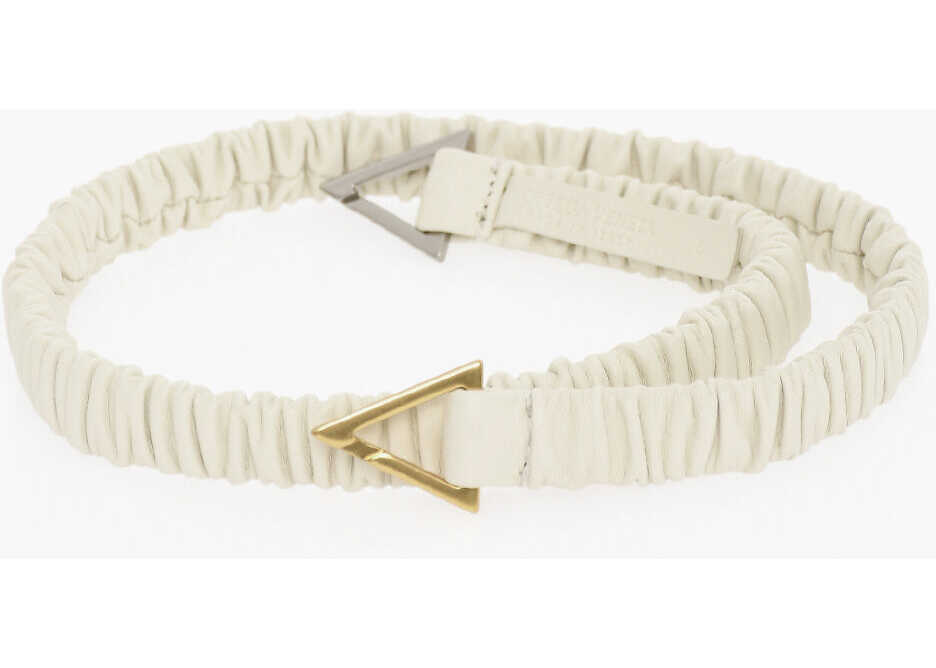 Bottega Veneta Calfskin Elasticated Belt With Gathers White