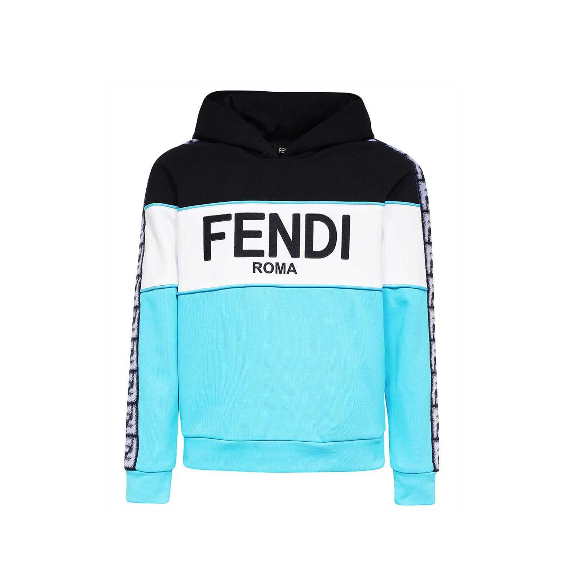 Fendi Logo Hooded Sweatshirt Blue