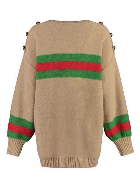 Pulovere Gucci Gucci Web Detail Wool Top Brown Femei (BM 11824107) 5