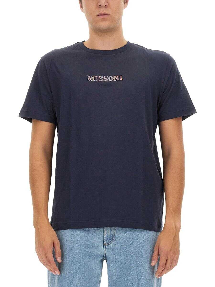 MISSONI BEACHWEAR MISSONI T-SHIRT WITH LOGO BLUE