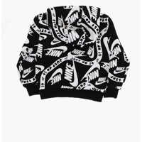Bluze de trening pentru Baieti - Bluze de trening Nike Fleeced Cotton Hoodie With All Over Logo Print Black & White Baieti (BM 11830512) - B-mall.ro