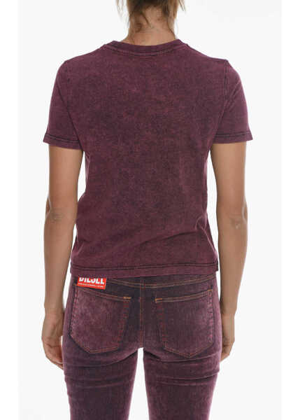 Tricouri Diesel Vintage Effect T-Reg-E4 Crew-Neck T-Shirt Burgundy Femei (BM 11837484) 2