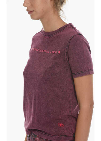 Tricouri Diesel Vintage Effect T-Reg-E4 Crew-Neck T-Shirt Burgundy Femei (BM 11837484) 3