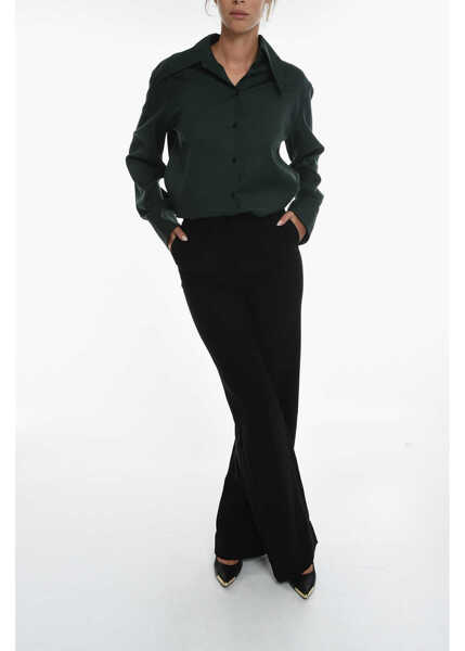 Pantaloni casual MONOT Lined Paazzo Pants With Welt Pockets Black Femei (BM 11838123) 4