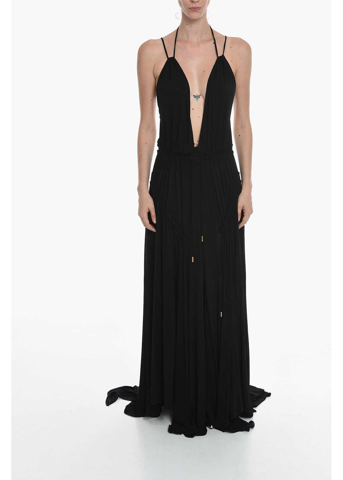 DSQUARED2 Backless Maxi Dress With Draping Black