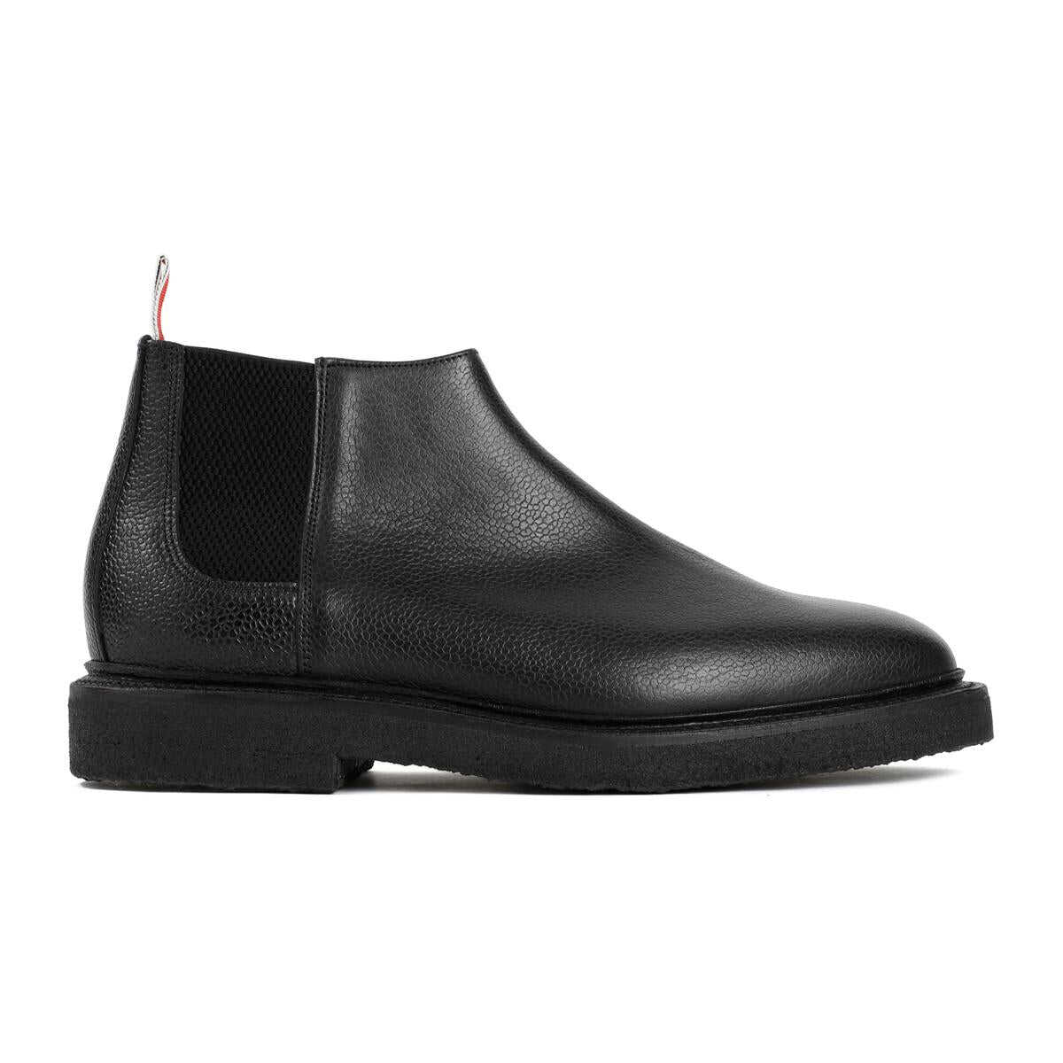 Thom Browne THOM BROWNE LEATHER MID TOP CHELSEA BOOTS SHOES BLACK